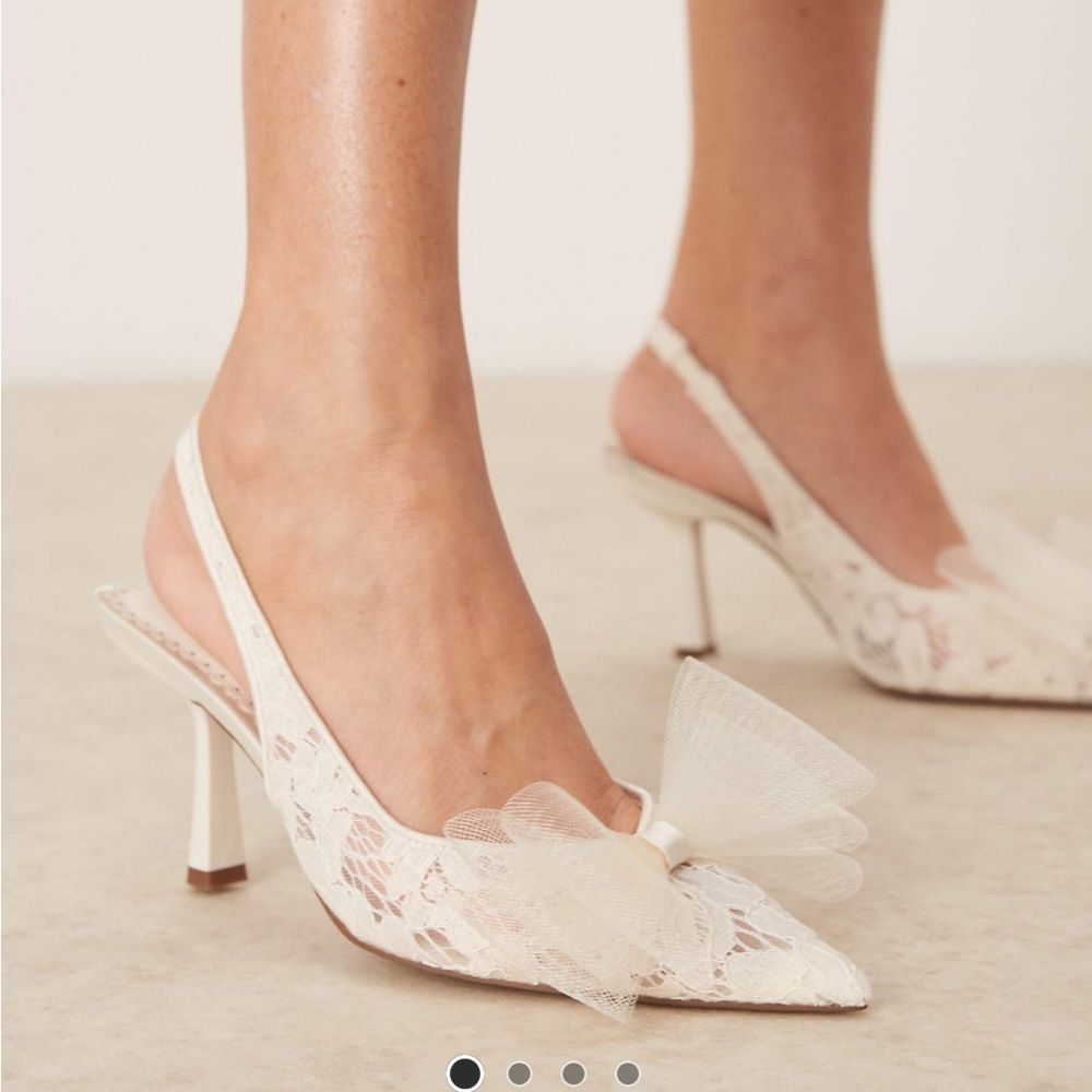 Cream Lace Slingback Heels